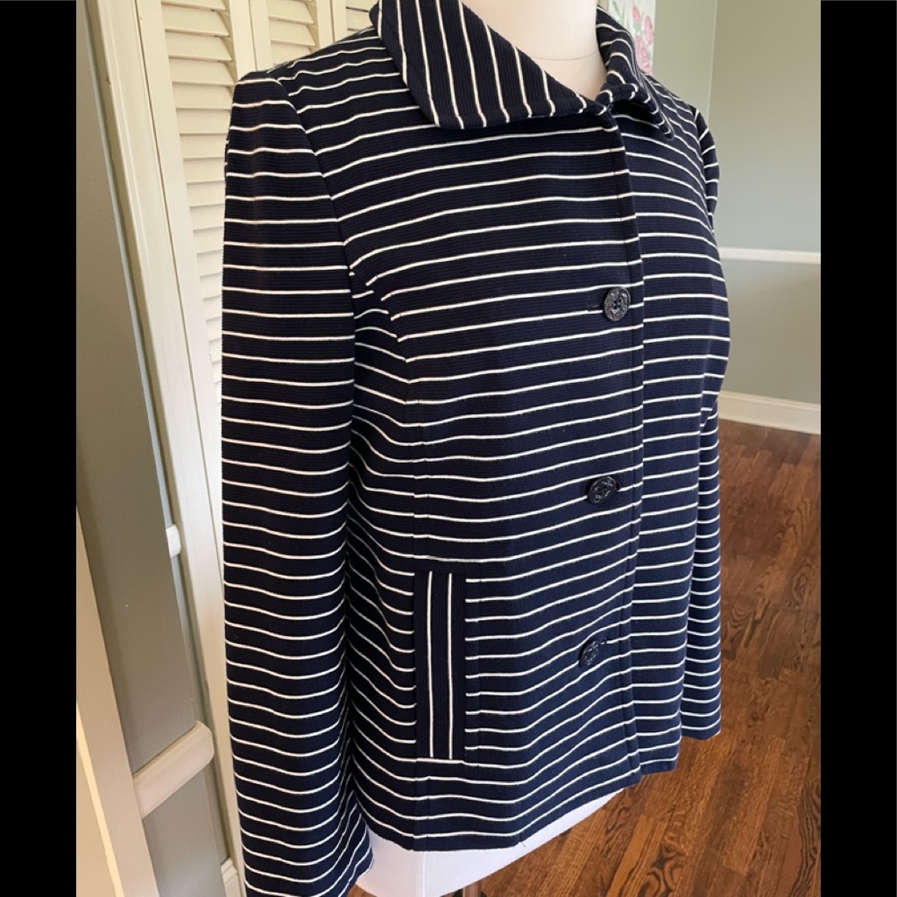 Talbots Beautiful Navy and White Stripe Jacket (Like New)